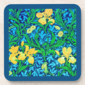William Morris Irises, Geel en Kobalt Blue Bier Onderzetter (Voorkant)