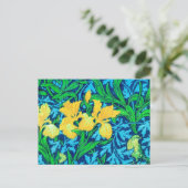 William Morris Irises, Geel en Kobalt Blue Briefkaart (Staand voorkant)