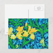 William Morris Irises, Geel en Kobalt Blue Briefkaart (Voorkant / Achterkant)