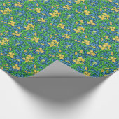 William Morris Irises, Geel en Kobalt Blue Cadeaupapier (Hoek)