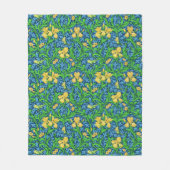 William Morris Irises, Geel en Kobalt Blue Fleece Deken (Voorkant)