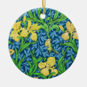 William Morris Irises, Geel en Kobalt Blue Keramisch Ornament (Voorkant)