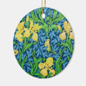 William Morris Irises, Geel en Kobalt Blue Keramisch Ornament (Links)