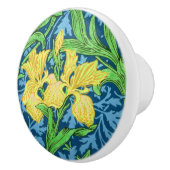 William Morris Irises, Geel en Kobalt Blue Keramische Knop (Rechts)