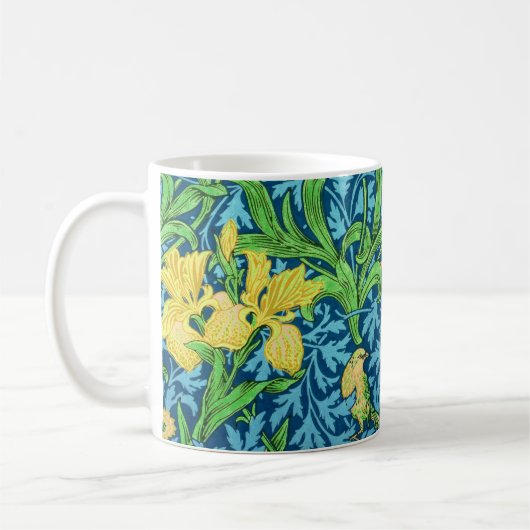 William Morris Irises, Geel en Kobalt Blue Koffiemok (Links)
