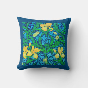 William Morris Irises, Geel en Kobalt Blue Kussen