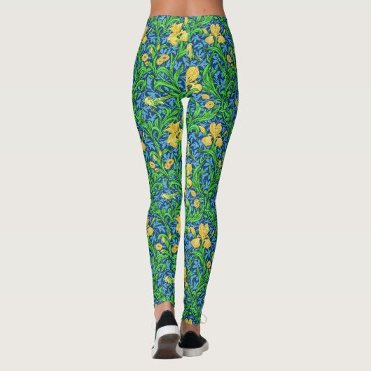 William Morris Irises, Geel en Kobalt Blue Leggings (Achterkant)