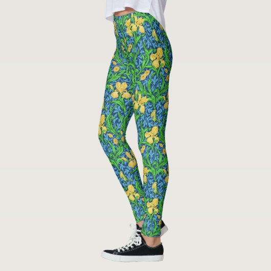 William Morris Irises, Geel en Kobalt Blue Leggings (Links)