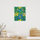 William Morris Irises, Geel en Kobalt Blue Poster (Keuken)