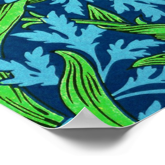 William Morris Irises, Geel en Kobalt Blue Poster (Hoek)