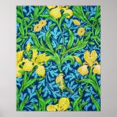 William Morris Irises, Geel en Kobalt Blue Poster (Voorkant)