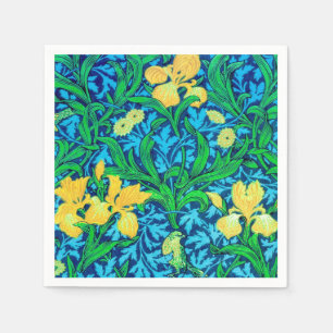 William Morris Irises, Geel en Kobalt Blue Servet