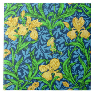 William Morris Irises, Geel en Kobalt Blue Tegeltje