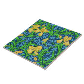 William Morris Irises, Geel en Kobalt Blue Tegeltje (Zijkant)