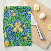 William Morris Irises, Geel en Kobalt Blue Theedoek (Quarter Fold)