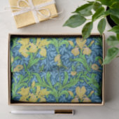 William Morris Irises, Geel en Kobalt Blue Tissuepapier (Geschenk)