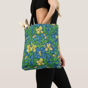 William Morris Irises, Geel en Kobalt Blue Tote Bag