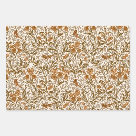 William Morris Irises, Gold, Grey, Rust   Inpakpapier Vel (Voorkant 3)