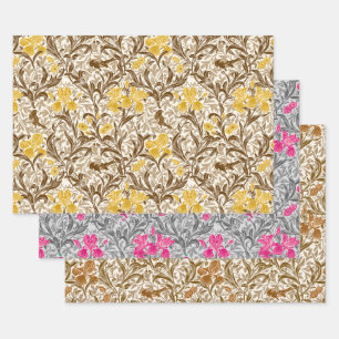 William Morris Irises, Gold, Grey, Rust   Inpakpapier Vel