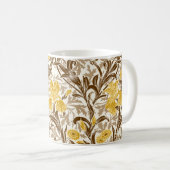William Morris Irises, Mustard Gold, Brown & Beige Koffiemok (Voorkant rechts)