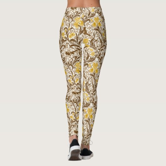 William Morris Irises, Mustard Gold, Brown & Beige Leggings (Achterkant)