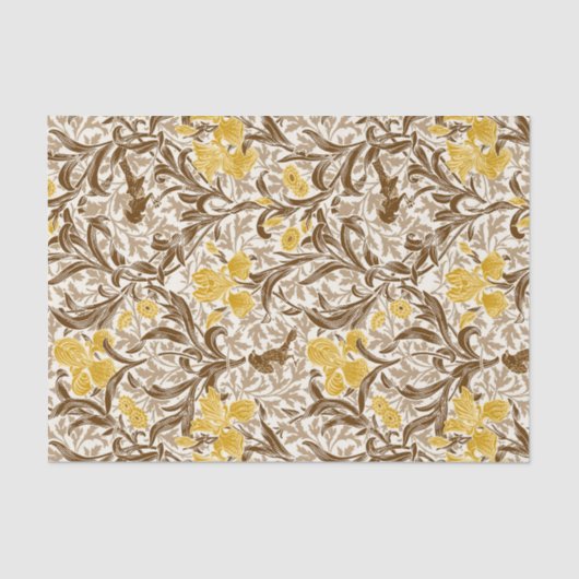 William Morris Irises, Mustard Gold, Brown & Beige Tissuepapier (Voorkant)