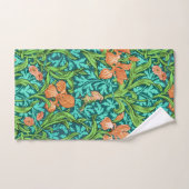 William Morris Irises, Oranje en Turquoise Bad Handdoek (Handdoek)
