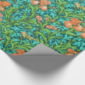 William Morris Irises, Oranje en Turquoise Cadeaupapier (Hoek)