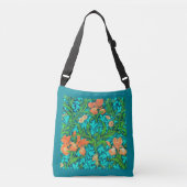 William Morris Irises, Oranje en Turquoise Crossbody Tas (Voorkant)