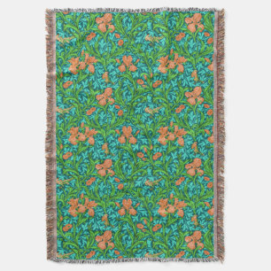 William Morris Irises, Oranje en Turquoise Deken