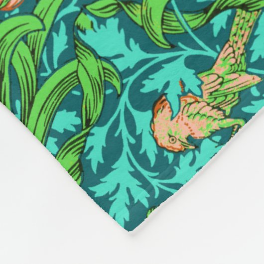 William Morris Irises, Oranje en Turquoise Fleece Deken (Hoek)
