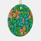 William Morris Irises, Oranje en Turquoise Keramisch Ornament (Rechts)