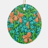 William Morris Irises, Oranje en Turquoise Keramisch Ornament (Links)