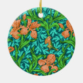William Morris Irises, Oranje en Turquoise Keramisch Ornament (Achterkant)