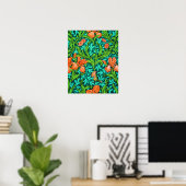 William Morris Irises, Oranje en Turquoise Poster (Thuiskantoor)
