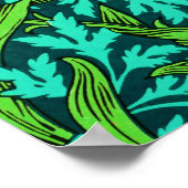 William Morris Irises, Oranje en Turquoise Poster (Hoek)