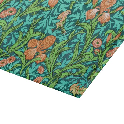 William Morris Irises, Oranje en Turquoise Snijplank (Hoek)