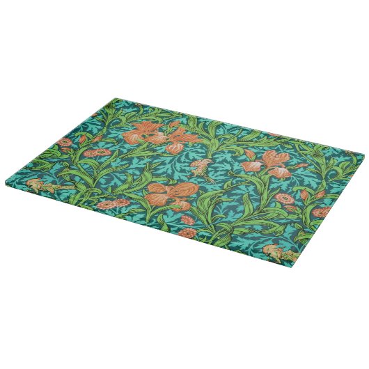 William Morris Irises, Oranje en Turquoise Snijplank (Hoek)