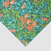 William Morris Irises, Oranje en Turquoise Tissuepapier (Detail)