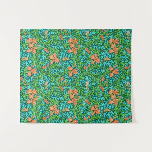William Morris Irises, Oranje en Turquoise Wandkleed (Voorkant (horizontaal))