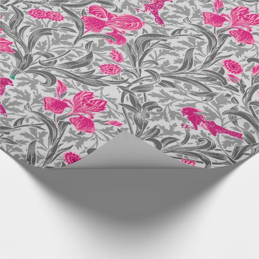 William Morris Irises, Pink en Silver Grey/Gray Cadeaupapier (Hoek)
