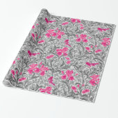William Morris Irises, Pink en Silver Grey/Gray Cadeaupapier (Uitgerold)