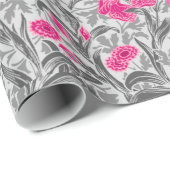 William Morris Irises, Pink en Silver Grey/Gray Cadeaupapier (Rol Hoek)