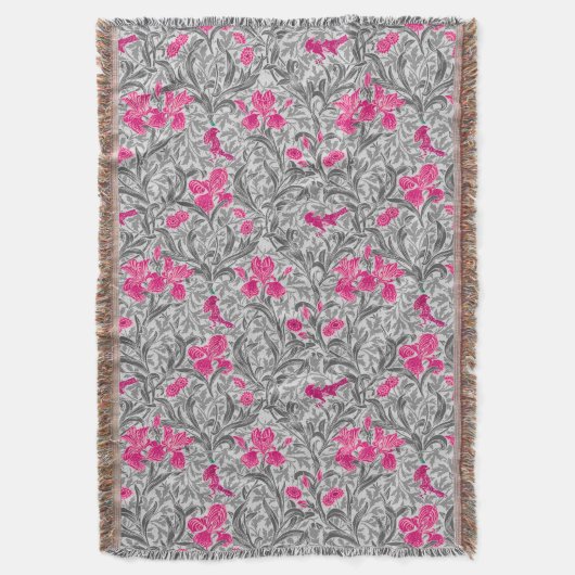 William Morris Irises, Pink en Silver Grey/Gray Deken (Voorkant Verticaal)