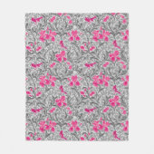 William Morris Irises, Pink en Silver Grey/Gray Fleece Deken (Voorkant)