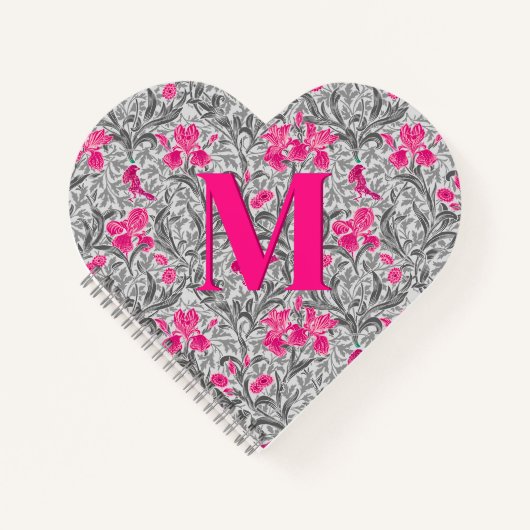 William Morris Irises, Pink en Silver Grey/Gray Notitieboek (Voorkant)