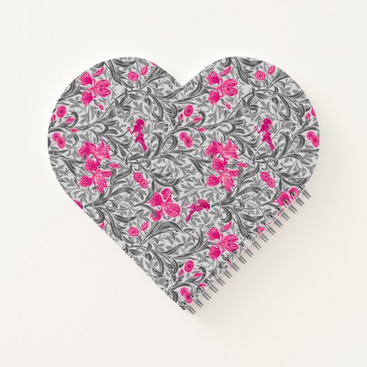 William Morris Irises, Pink en Silver Grey/Gray Notitieboek (Achterkant)