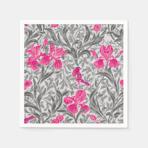 William Morris Irises, Pink en Silver Grey/Gray Servet