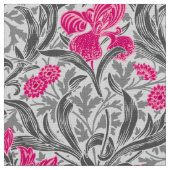 William Morris Irises, Pink en Silver Grey/Gray Stof (Close Up)