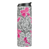 William Morris Irises, Pink en Silver Grey/Gray Thermosbeker (Gedraaid links)
